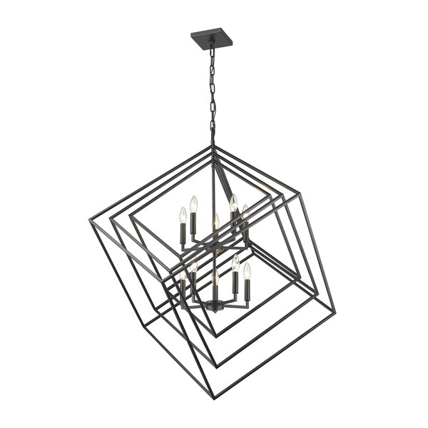 Euclid 10 Light Chandelier, Matte Black